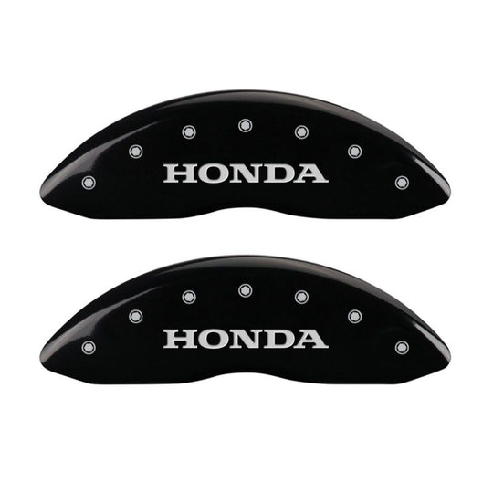 MGP 4 Caliper Covers Engraved Front Honda Engraved Rear H Logo Black finish silver ch