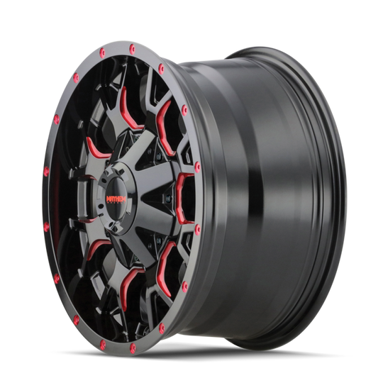 Mayhem 8015 Warrior 17x9 / 8x165.1 BP / -12mm Offset / 130.8mm Hub Black w/ Prism Red Wheel