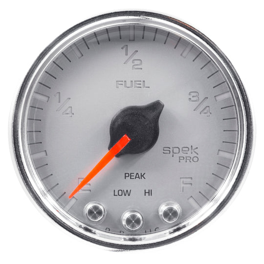 Autometer Spek-Pro Gauge Fuel Level 2 1/16in 0-270 Programmable Slvr/Chrm