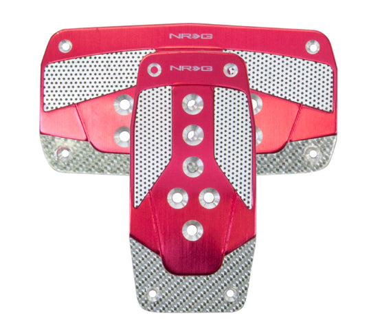 NRG Aluminum Sport Pedal A/T - Red w/Silver Carbon