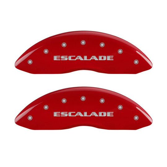 MGP 4 Caliper Covers Engraved Front & Rear Escalade Red finish silver ch