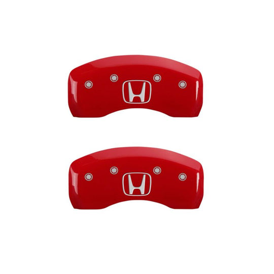 MGP 4 Caliper Covers Engraved Front Honda Engraved Rear H Logo Red finish silver ch