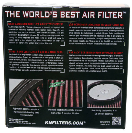 K&amp;N Replacement Air Filter 1.625in H for Harley-Davidson
