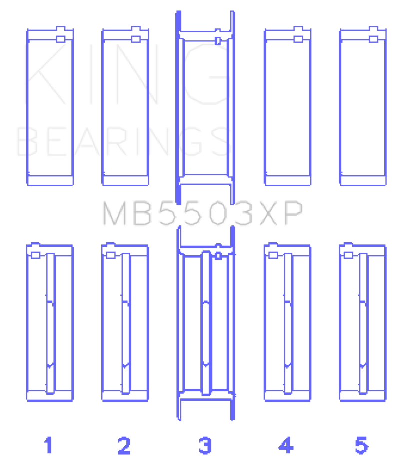 King Ford V8 351ci 5.8L 16V (Size .010 Oversized) Performance Main Bearing Set