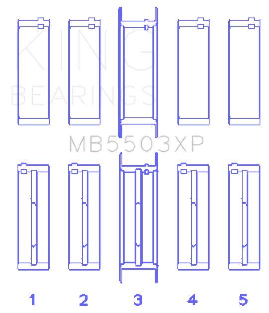 King Ford V8 351ci 5.8L 16V (Size .010 Oversized) Performance Main Bearing Set