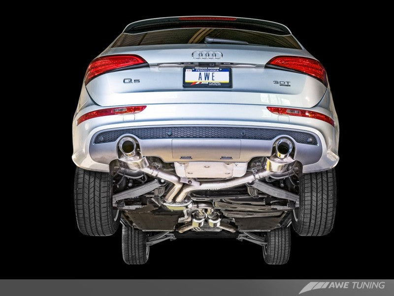 AWE Tuning Audi 8R Q5 3.2L Non-Resonated Exhaust System (Downpipe-Back) - Polished Silver Tips