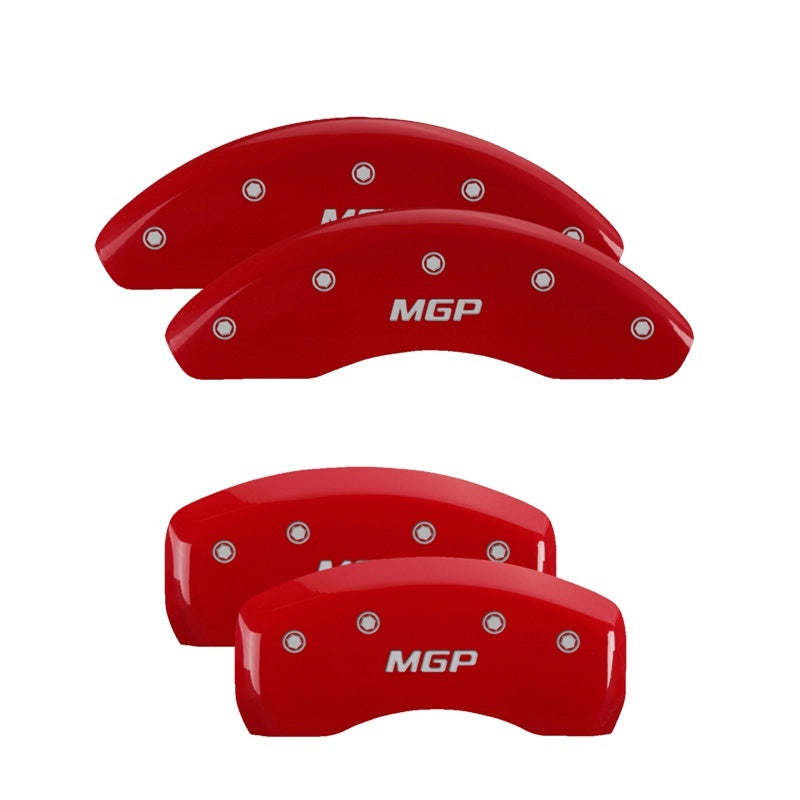 MGP 4 Caliper Covers Engraved Front & Rear MGP Red Finish Silver Characters 2012 Kia Optima