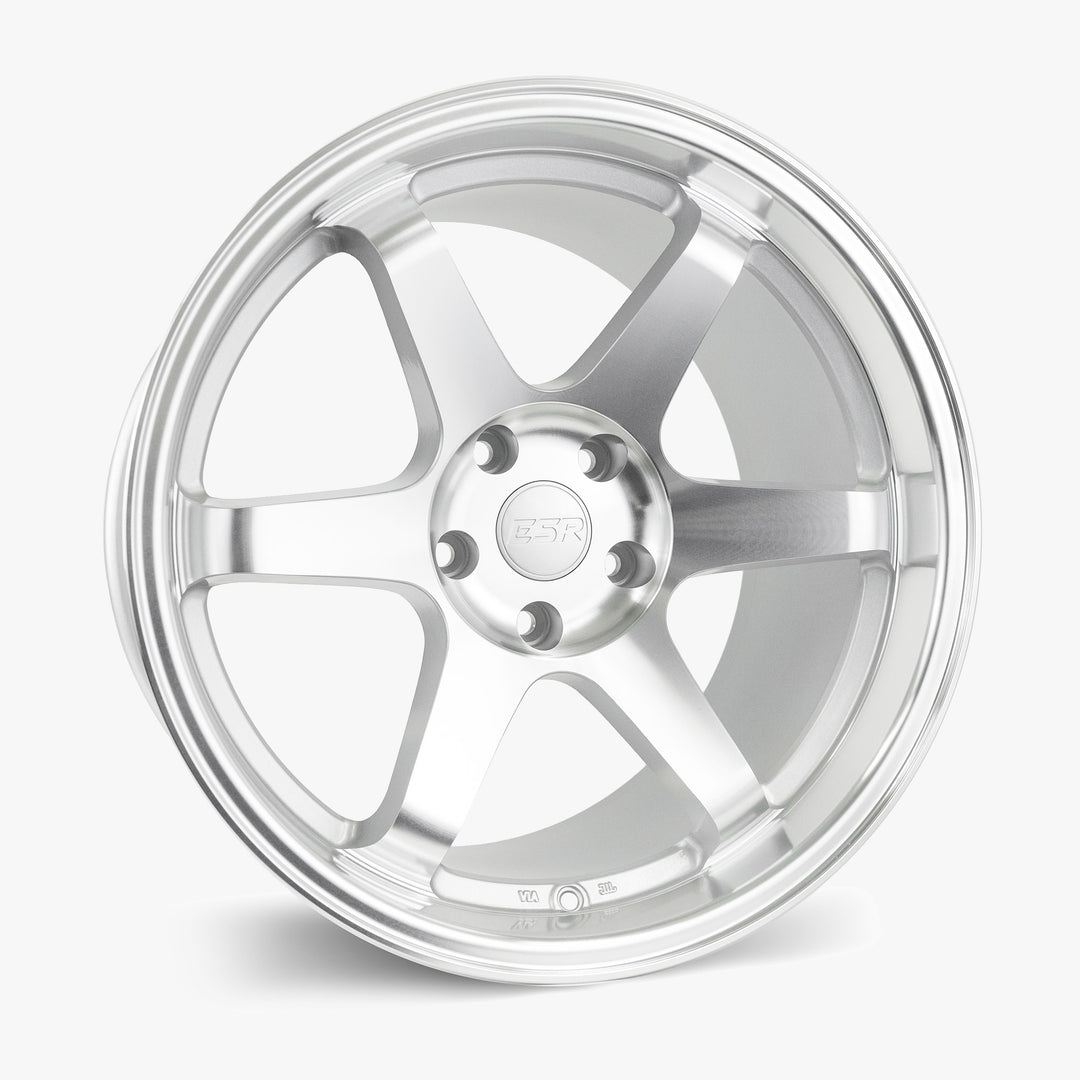 SR07 18X10.5 5X108 (CUSTOM DRILL) +22 HYPER SILVER FACE MACHINED LIP