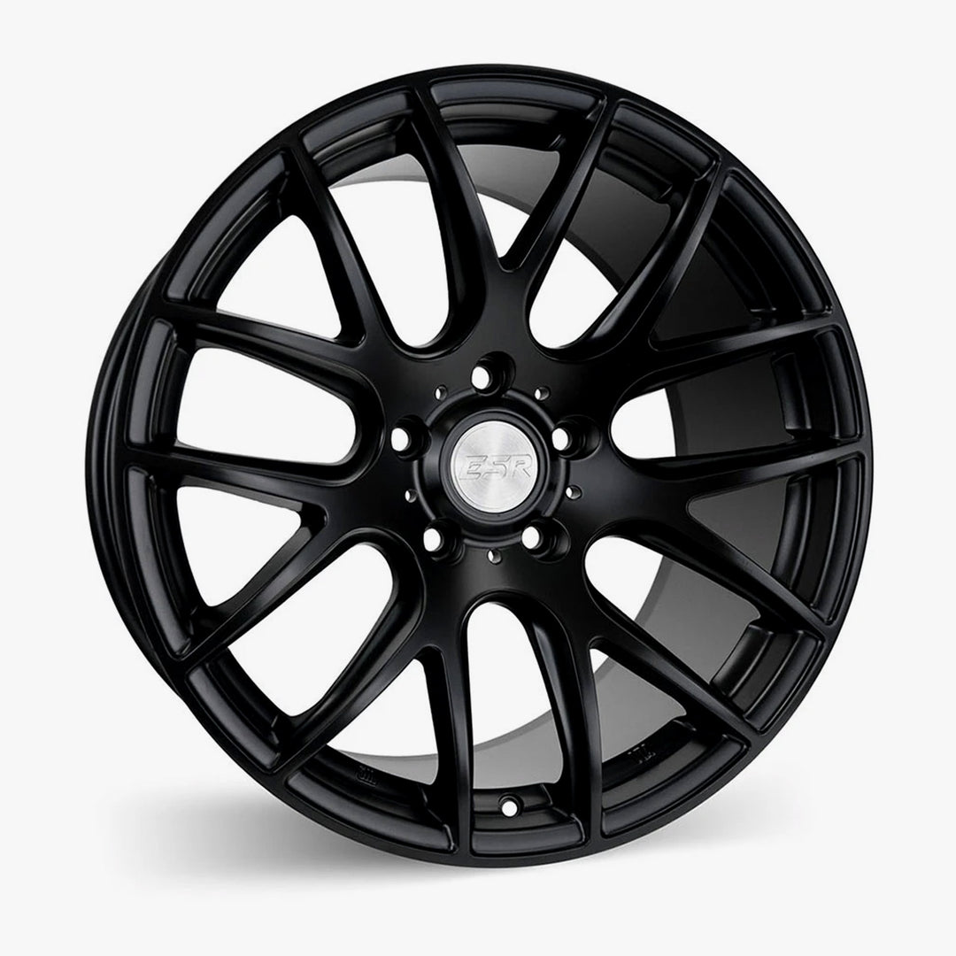SR12 18X8.5 5X108 (CUSTOM DRILL) +35 MATTE BLACK FACE MATTE BLACK LIP